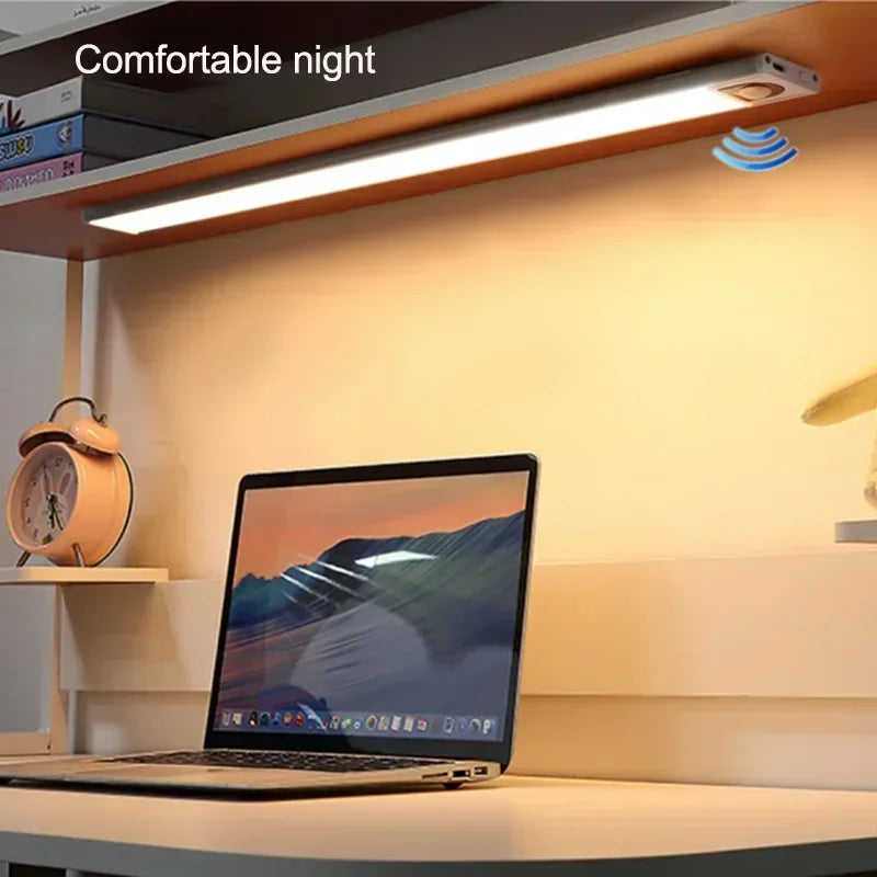 Luci sottopensile a LED con sensore di movimento, luce notturna, lampade sottili ricaricabili e dimmerabili, illuminazione per armadietti da cucina, camere da letto e guardaroba