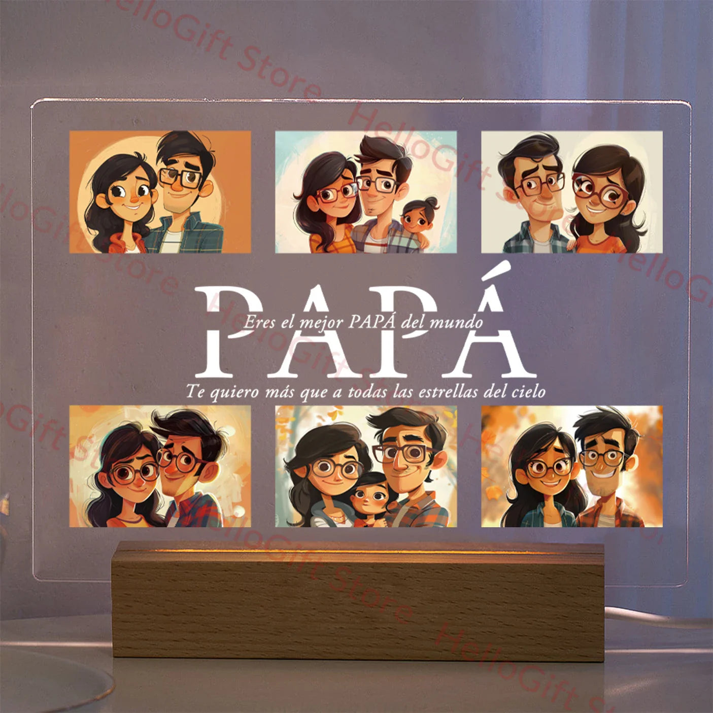 Lampada da notte in acrilico 3D con testo fotografico personalizzato, luce notturna per camera da letto personalizzata per mamma, papà, famiglia, compleanno, regalo di Natale