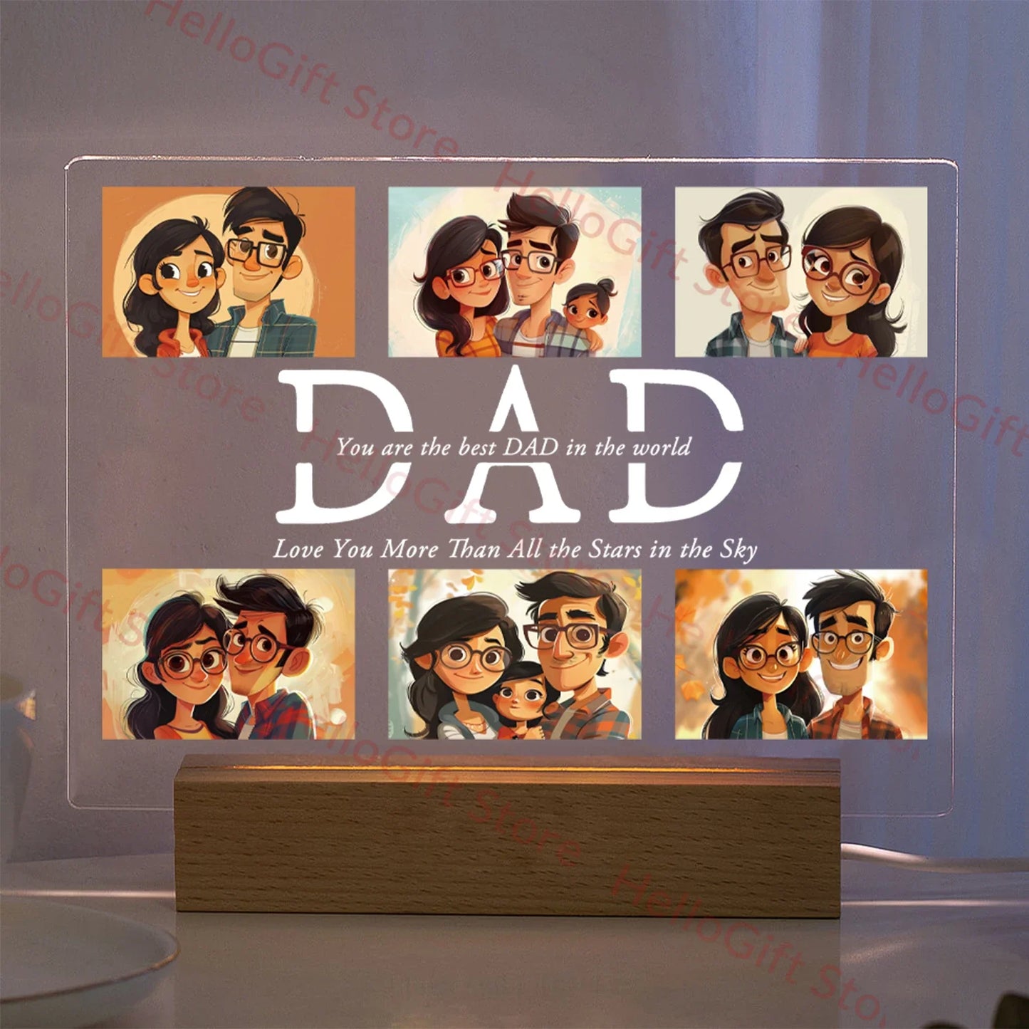 Lampada da notte in acrilico 3D con testo fotografico personalizzato, luce notturna per camera da letto personalizzata per mamma, papà, famiglia, compleanno, regalo di Natale