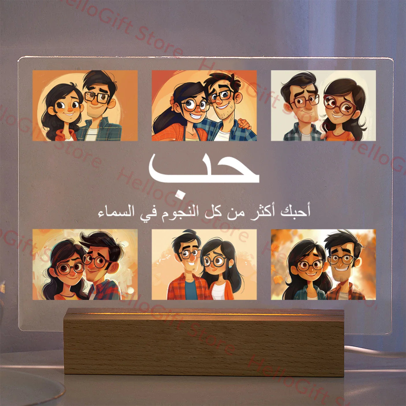 Lampada da notte in acrilico 3D con testo fotografico personalizzato, luce notturna per camera da letto personalizzata per mamma, papà, famiglia, compleanno, regalo di Natale