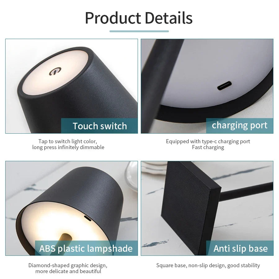 Lampada da tavolo a LED ricaricabile con interruttore touch™️