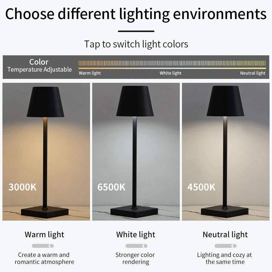 Lampada da tavolo a LED ricaricabile con interruttore touch™️