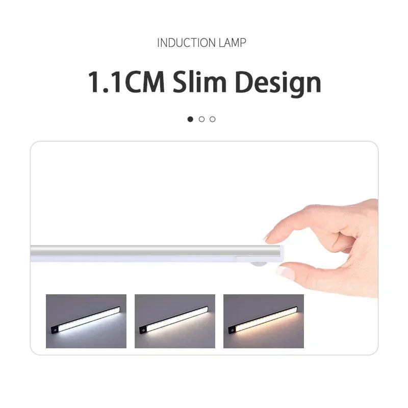 Luci sottopensile a LED con sensore di movimento, luce notturna, lampade sottili ricaricabili e dimmerabili, illuminazione per armadietti da cucina, camere da letto e guardaroba