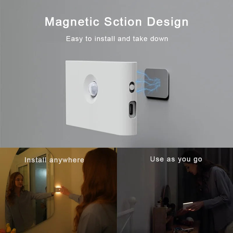 Luce notturna con sensore di movimento Smart Linkage, ricaricabile, senza fili, lampada a induzione magnetica a LED, da parete, per casa, camera da letto, cucina, scale