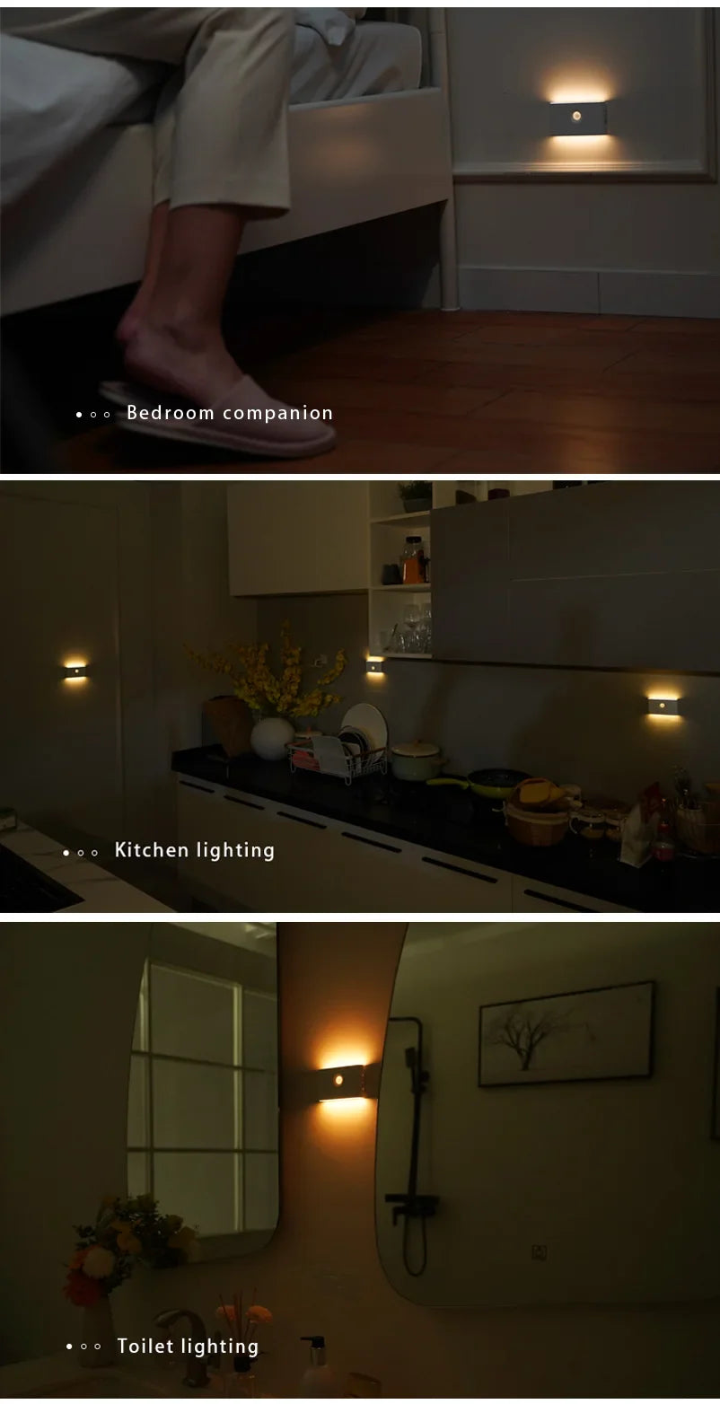 Luce notturna con sensore di movimento Smart Linkage, ricaricabile, senza fili, lampada a induzione magnetica a LED, da parete, per casa, camera da letto, cucina, scale