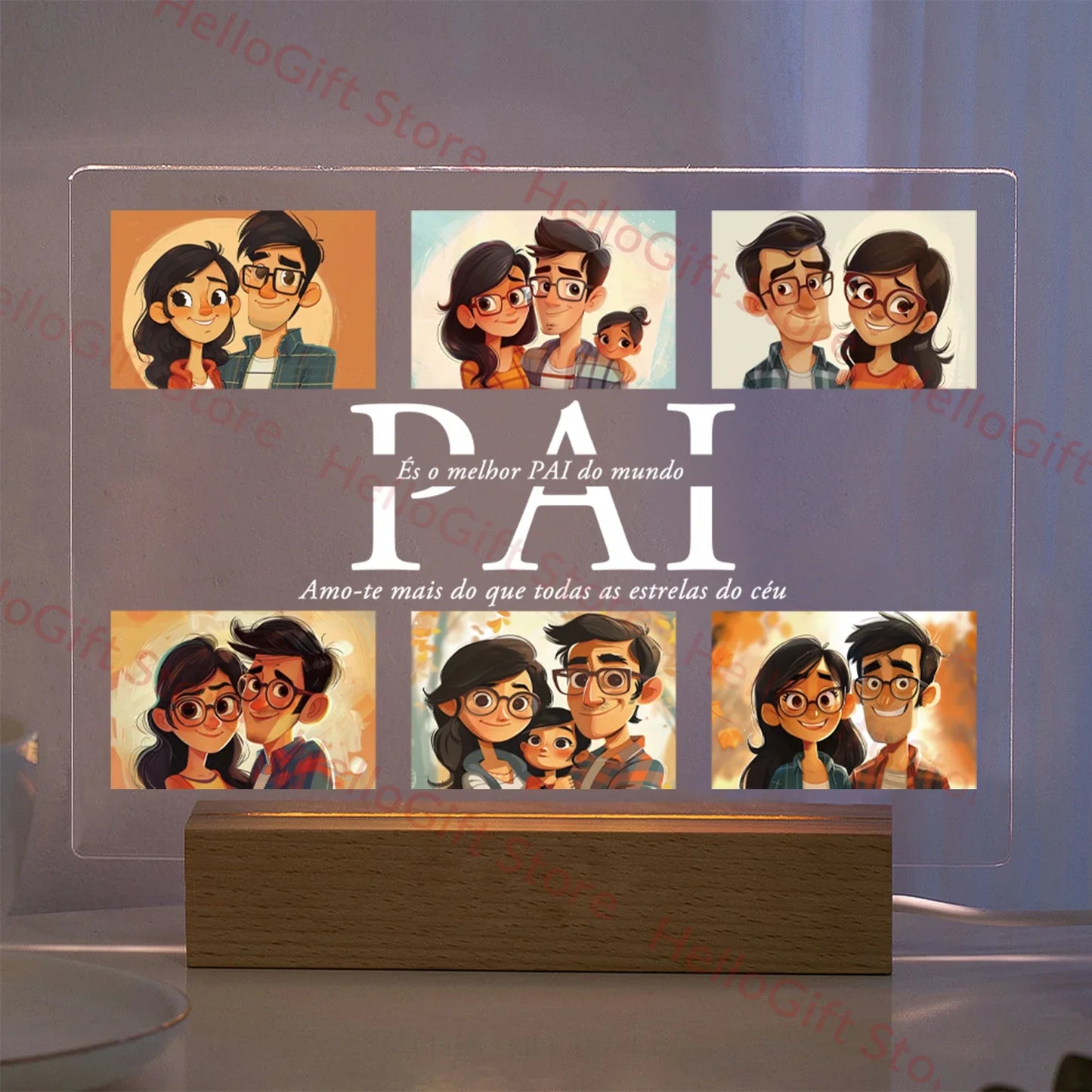 Lampada da notte in acrilico 3D con testo fotografico personalizzato, luce notturna per camera da letto personalizzata per mamma, papà, famiglia, compleanno, regalo di Natale