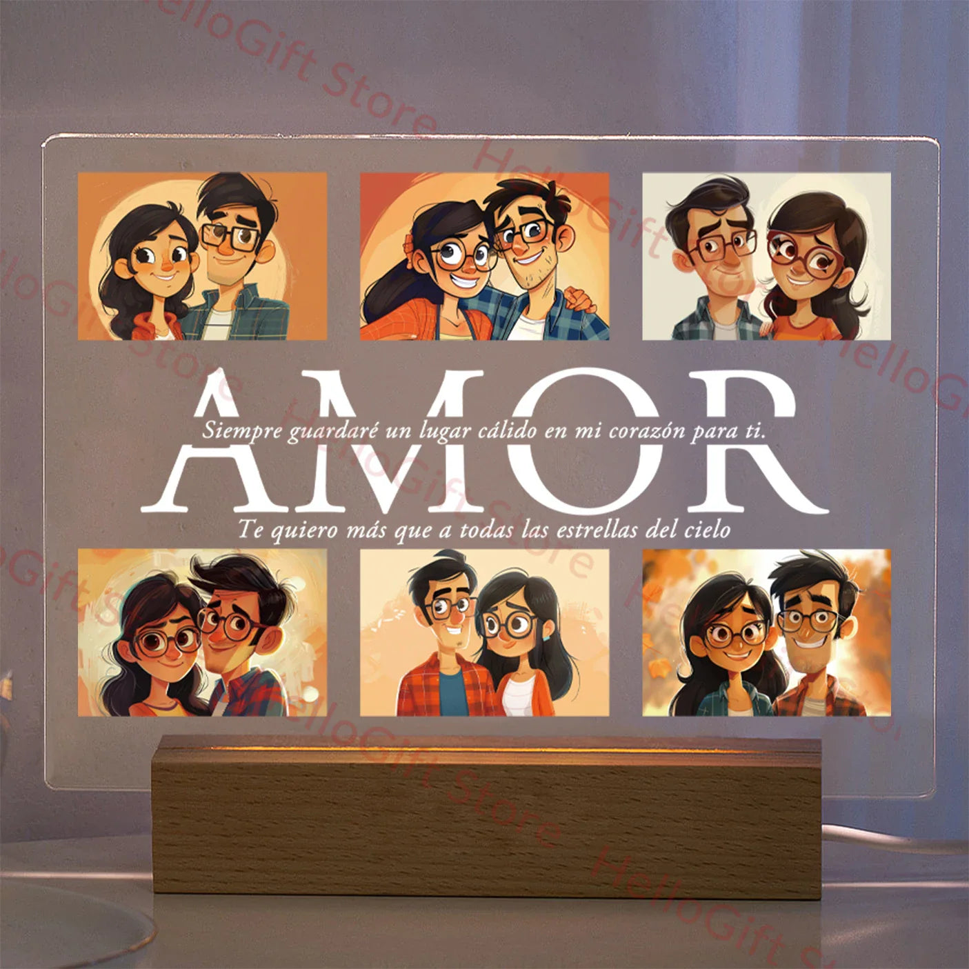Lampada da notte in acrilico 3D con testo fotografico personalizzato, luce notturna per camera da letto personalizzata per mamma, papà, famiglia, compleanno, regalo di Natale