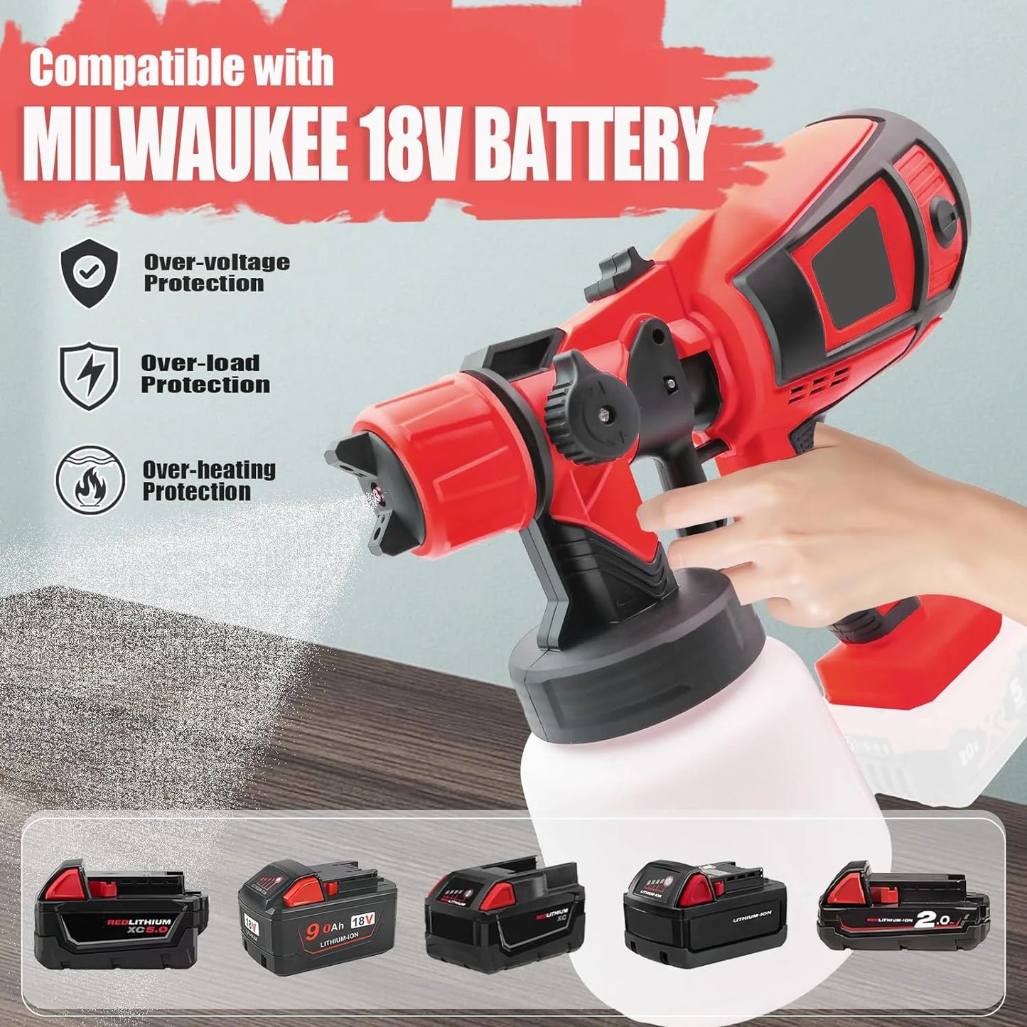 21V Cordless Paint Sprayer with Battery