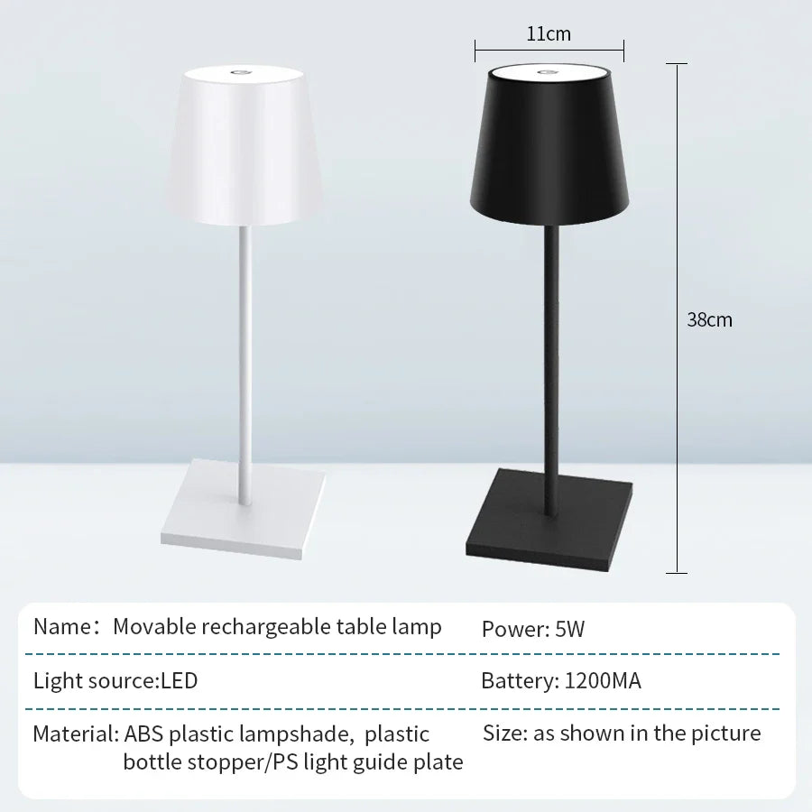 Lampada da tavolo a LED ricaricabile con interruttore touch™️