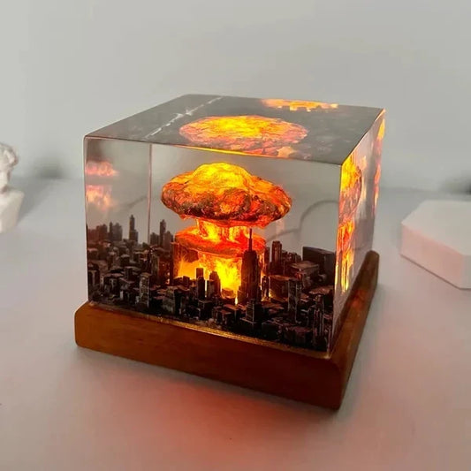 Lampada a fungo atomico con esplosione nucleare, lampada senza fiamma per la decorazione del soggiorno in cortile, luce notturna 3D ricaricabile