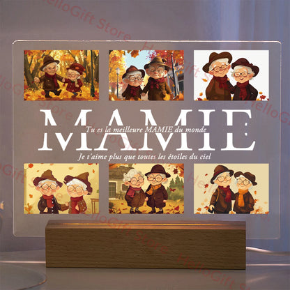 Lampada da notte in acrilico 3D con testo fotografico personalizzato, luce notturna per camera da letto personalizzata per mamma, papà, famiglia, compleanno, regalo di Natale