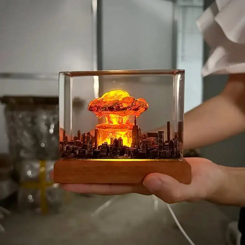 Lampada a fungo atomico con esplosione nucleare, lampada senza fiamma per la decorazione del soggiorno in cortile, luce notturna 3D ricaricabile