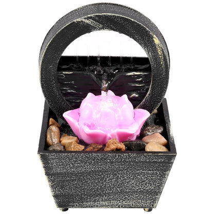 Fontana da tavolo con luce, mini fontana da interni a batteria/USB, fontana per meditazione Zen, decorazione con suono