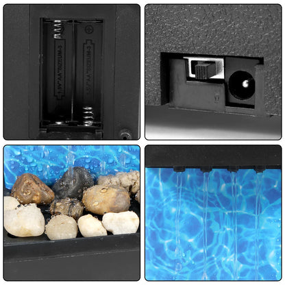 Fontana da tavolo con luce, mini fontana da interni a batteria/USB, fontana per meditazione Zen, decorazione con suono