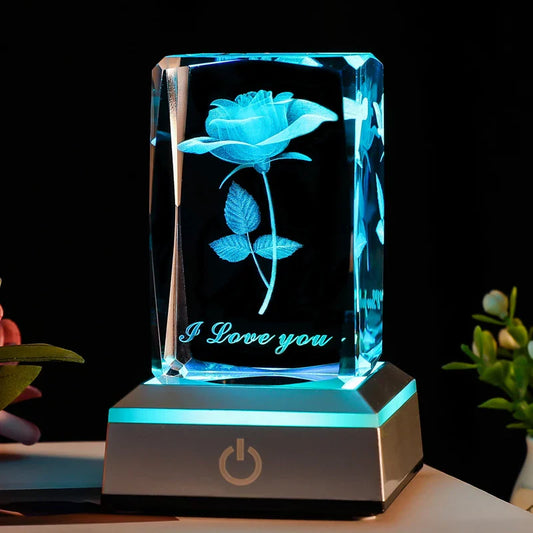 Luce notturna 3D a forma di rosa in cristallo™️