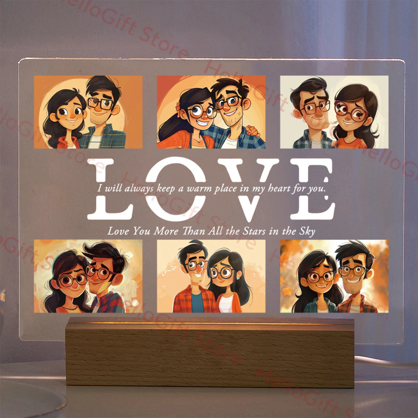 Lampada da notte in acrilico 3D con testo fotografico personalizzato, luce notturna per camera da letto personalizzata per mamma, papà, famiglia, compleanno, regalo di Natale