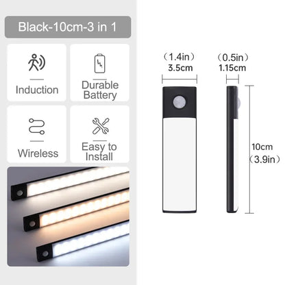 Luci sottopensile a LED con sensore di movimento, luce notturna, lampade sottili ricaricabili e dimmerabili, illuminazione per armadietti da cucina, camere da letto e guardaroba