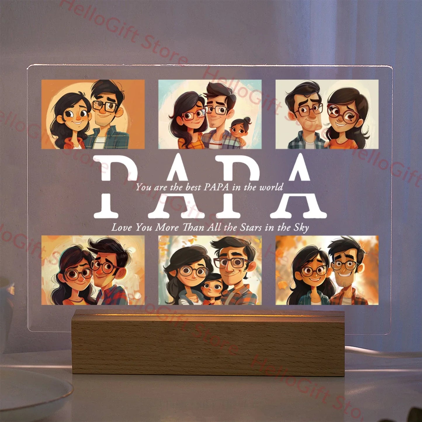 Lampada da notte in acrilico 3D con testo fotografico personalizzato, luce notturna per camera da letto personalizzata per mamma, papà, famiglia, compleanno, regalo di Natale