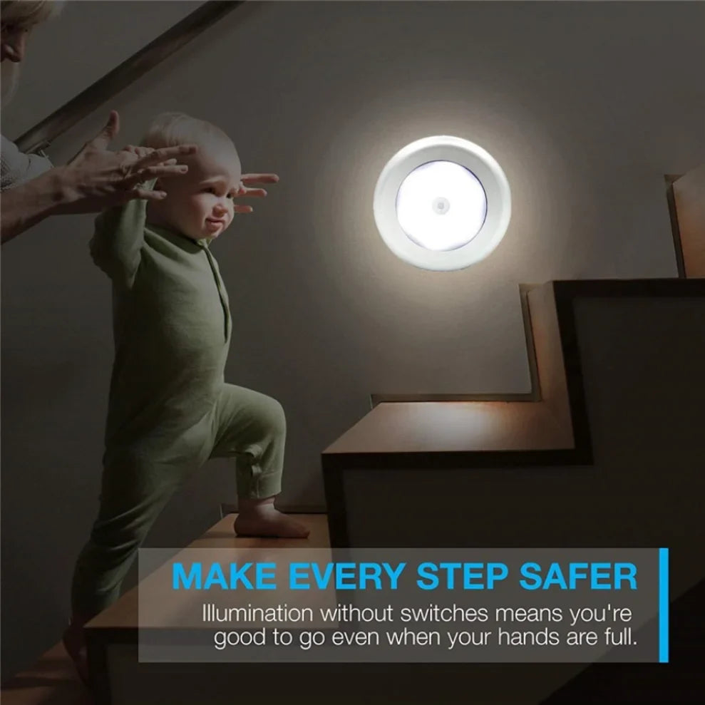 Luce notturna con sensore di movimento PIR a 6 LED, rilevatore wireless a induzione del corpo umano, accensione/spegnimento automatico della luce per l'illuminazione del comodino domestico