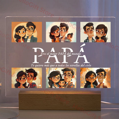 Lampada da notte in acrilico 3D con testo fotografico personalizzato, luce notturna per camera da letto personalizzata per mamma, papà, famiglia, compleanno, regalo di Natale