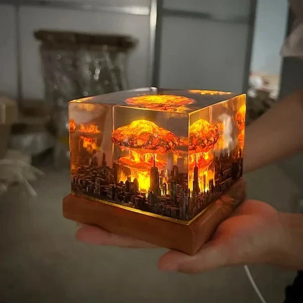 Lampada a fungo atomico con esplosione nucleare, lampada senza fiamma per la decorazione del soggiorno in cortile, luce notturna 3D ricaricabile