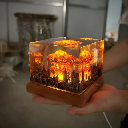 Lampada a fungo atomico con esplosione nucleare, lampada senza fiamma per la decorazione del soggiorno in cortile, luce notturna 3D ricaricabile