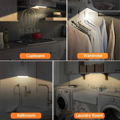 Sensore di movimento PIR LED Lampada da sottopensile dimmerabile Luce notturna ricaricabile Luce per scale Armadio Stanza Corridoio Tubo Barra Rilevatore Lampadina