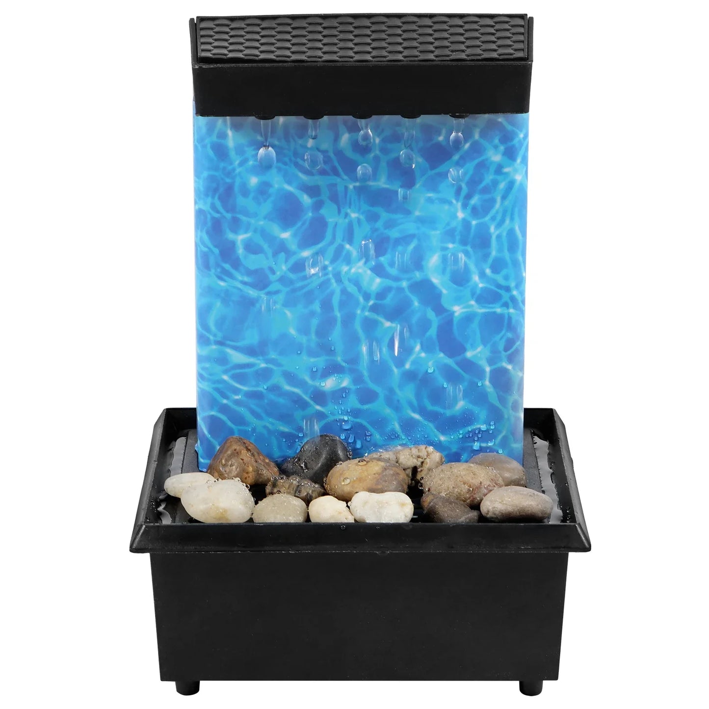 Fontana da tavolo con luce, mini fontana da interni a batteria/USB, fontana per meditazione Zen, decorazione con suono