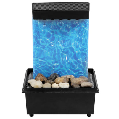 Fontana da tavolo con luce, mini fontana da interni a batteria/USB, fontana per meditazione Zen, decorazione con suono