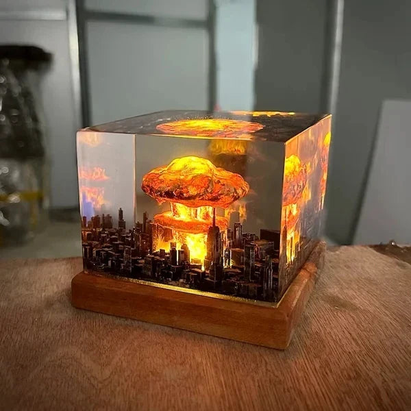 Lampada a fungo atomico con esplosione nucleare, lampada senza fiamma per la decorazione del soggiorno in cortile, luce notturna 3D ricaricabile