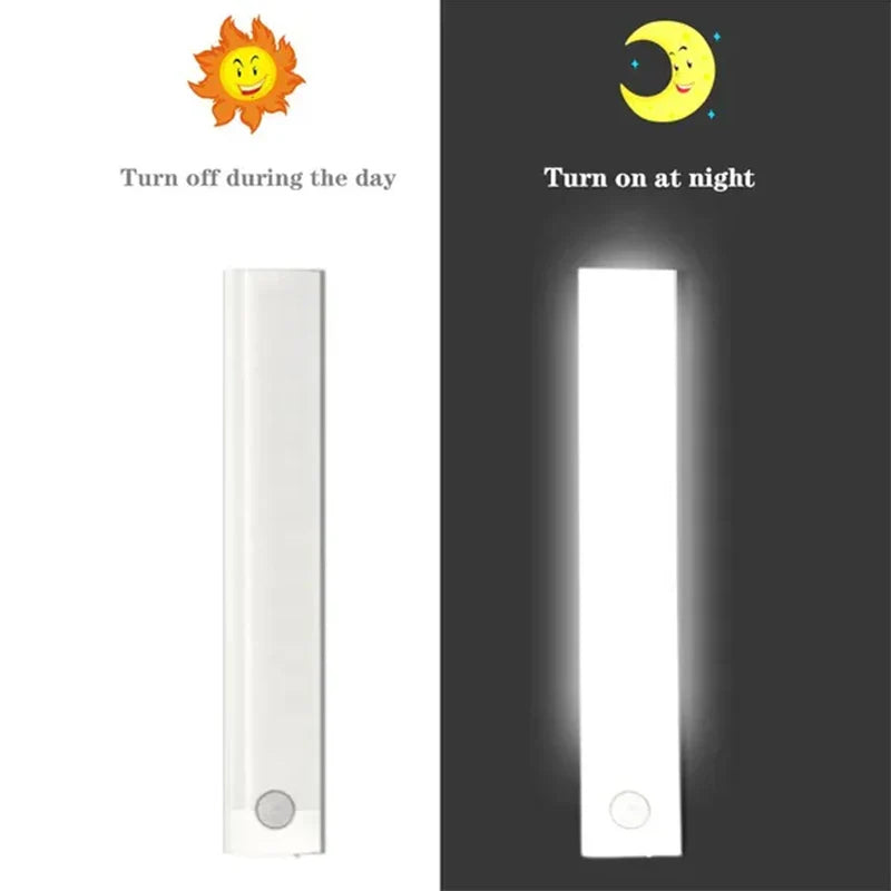 Sensore di movimento PIR LED Lampada da sottopensile dimmerabile Luce notturna ricaricabile Luce per scale Armadio Stanza Corridoio Tubo Barra Rilevatore Lampadina