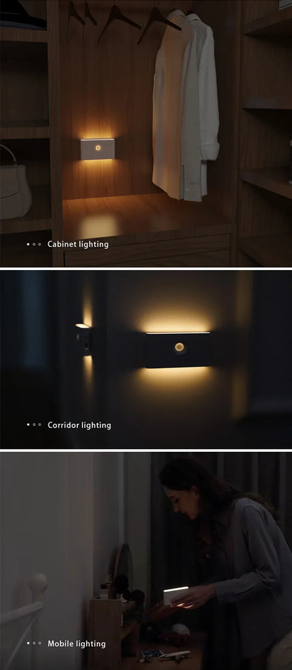 Luce notturna con sensore di movimento Smart Linkage, ricaricabile, senza fili, lampada a induzione magnetica a LED, da parete, per casa, camera da letto, cucina, scale