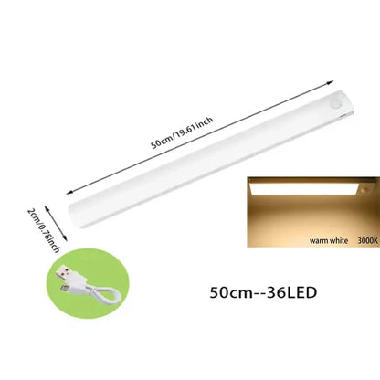 Sensore di movimento PIR LED Lampada da sottopensile dimmerabile Luce notturna ricaricabile Luce per scale Armadio Stanza Corridoio Tubo Barra Rilevatore Lampadina