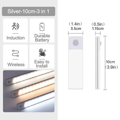 Luci sottopensile a LED con sensore di movimento, luce notturna, lampade sottili ricaricabili e dimmerabili, illuminazione per armadietti da cucina, camere da letto e guardaroba