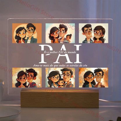 Lampada da notte in acrilico 3D con testo fotografico personalizzato, luce notturna per camera da letto personalizzata per mamma, papà, famiglia, compleanno, regalo di Natale