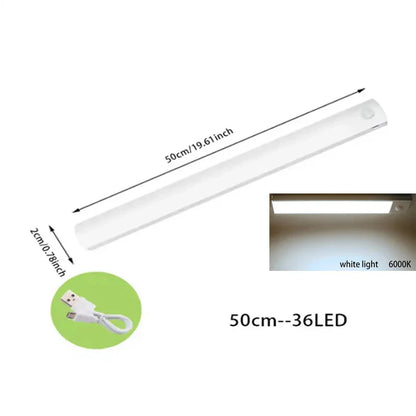 Sensore di movimento PIR LED Lampada da sottopensile dimmerabile Luce notturna ricaricabile Luce per scale Armadio Stanza Corridoio Tubo Barra Rilevatore Lampadina