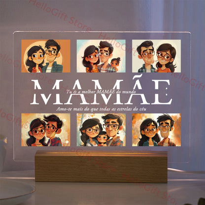 Lampada da notte in acrilico 3D con testo fotografico personalizzato, luce notturna per camera da letto personalizzata per mamma, papà, famiglia, compleanno, regalo di Natale