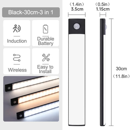 Luci sottopensile a LED con sensore di movimento, luce notturna, lampade sottili ricaricabili e dimmerabili, illuminazione per armadietti da cucina, camere da letto e guardaroba
