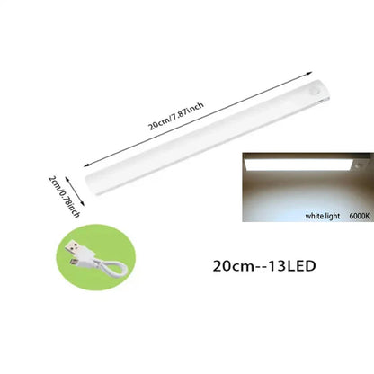 Sensore di movimento PIR LED Lampada da sottopensile dimmerabile Luce notturna ricaricabile Luce per scale Armadio Stanza Corridoio Tubo Barra Rilevatore Lampadina